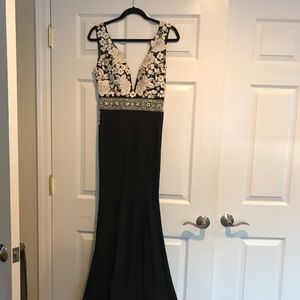 Jovani black and white floral dress